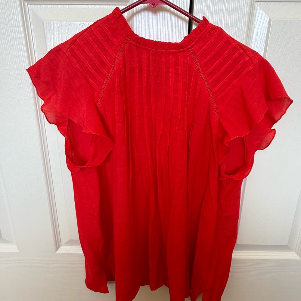 Nanette Lepore Vibrant Red Ruffle Sleeve Blouse
